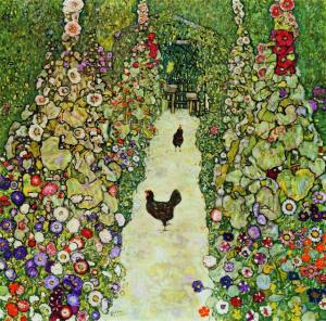 Gustav Klimt, Garden Path with Chickens, 1916